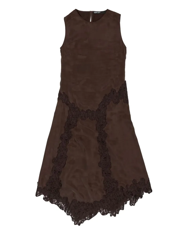 BIMBA Y LOLA Asymmetrisches Kleid mit Spitzenbesatz - Braun Braun