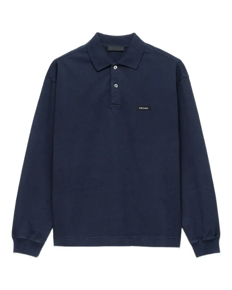 Prada long-sleeved cotton polo shirt - Blau Blau