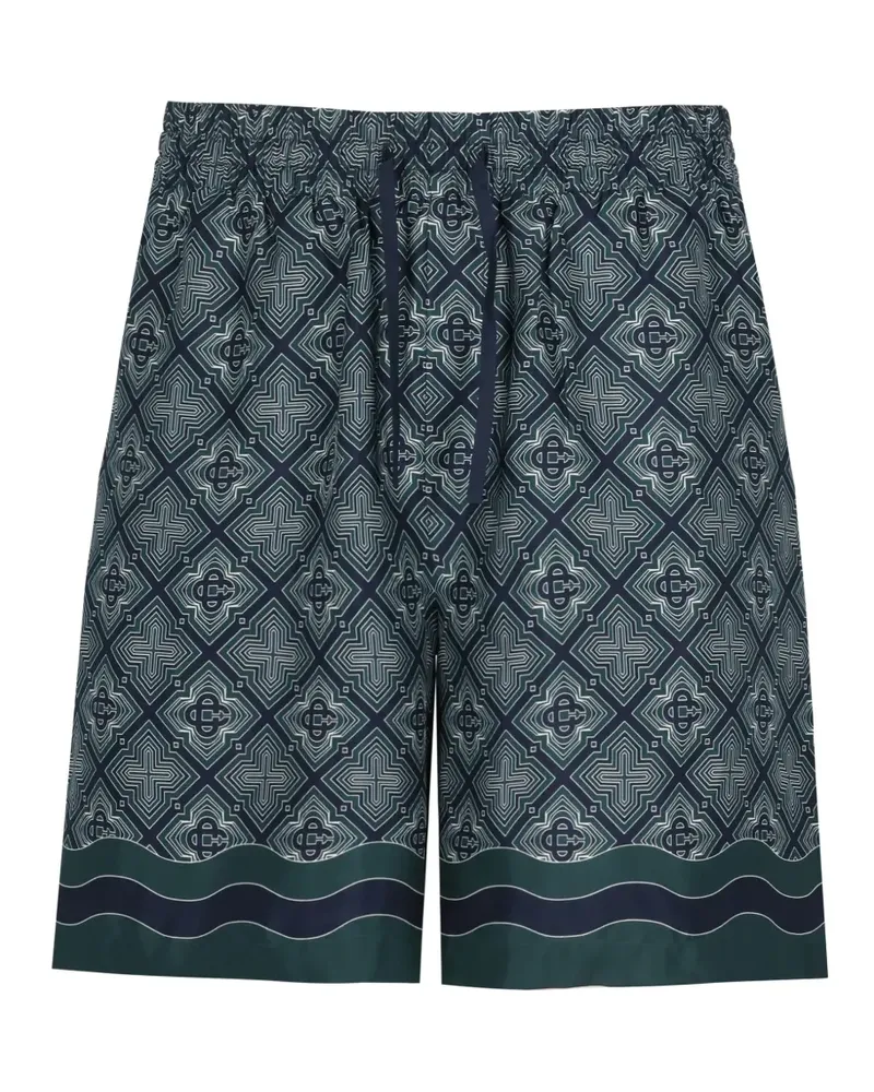 Casablanca Paris geometric-print silk shorts - Blau Blau
