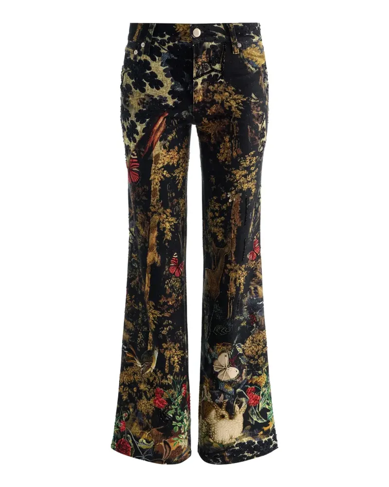 Alice + Olivia Roxie Jeans mit Stickerei - Schwarz Schwarz