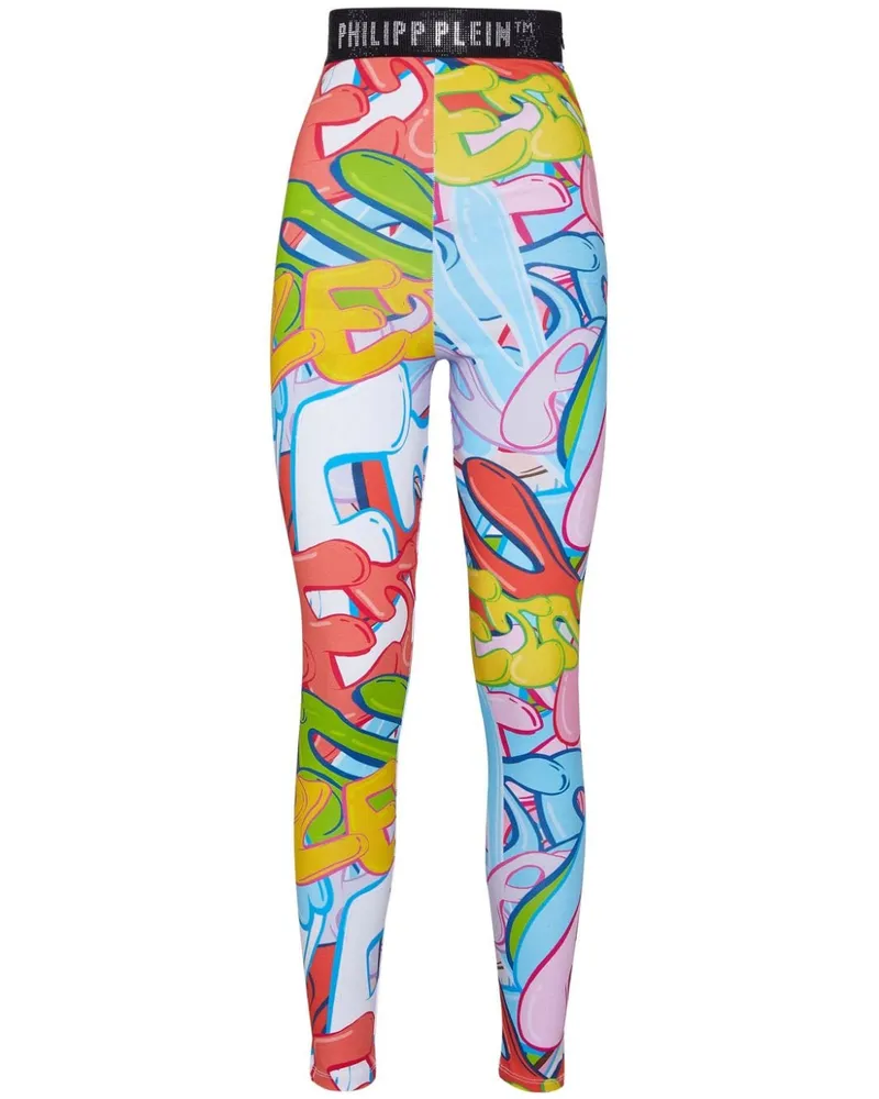 Philipp Plein Leggings mit Graffiti - Rosa Rosa