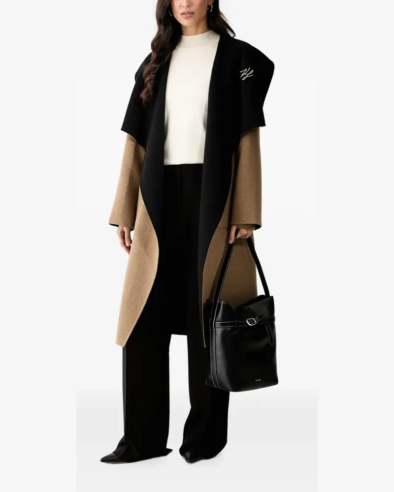 Karl Lagerfeld reversible belted coat - Schwarz Schwarz