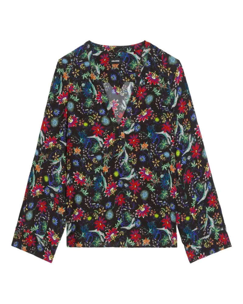 Zadig & Voltaire Torny V-neck floral blouse - Schwarz Schwarz