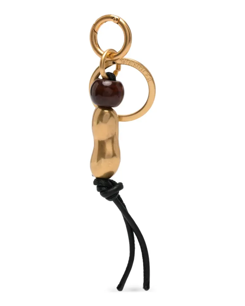 WANDLER sculptural-charm leather-trim keyring - Gold Gold