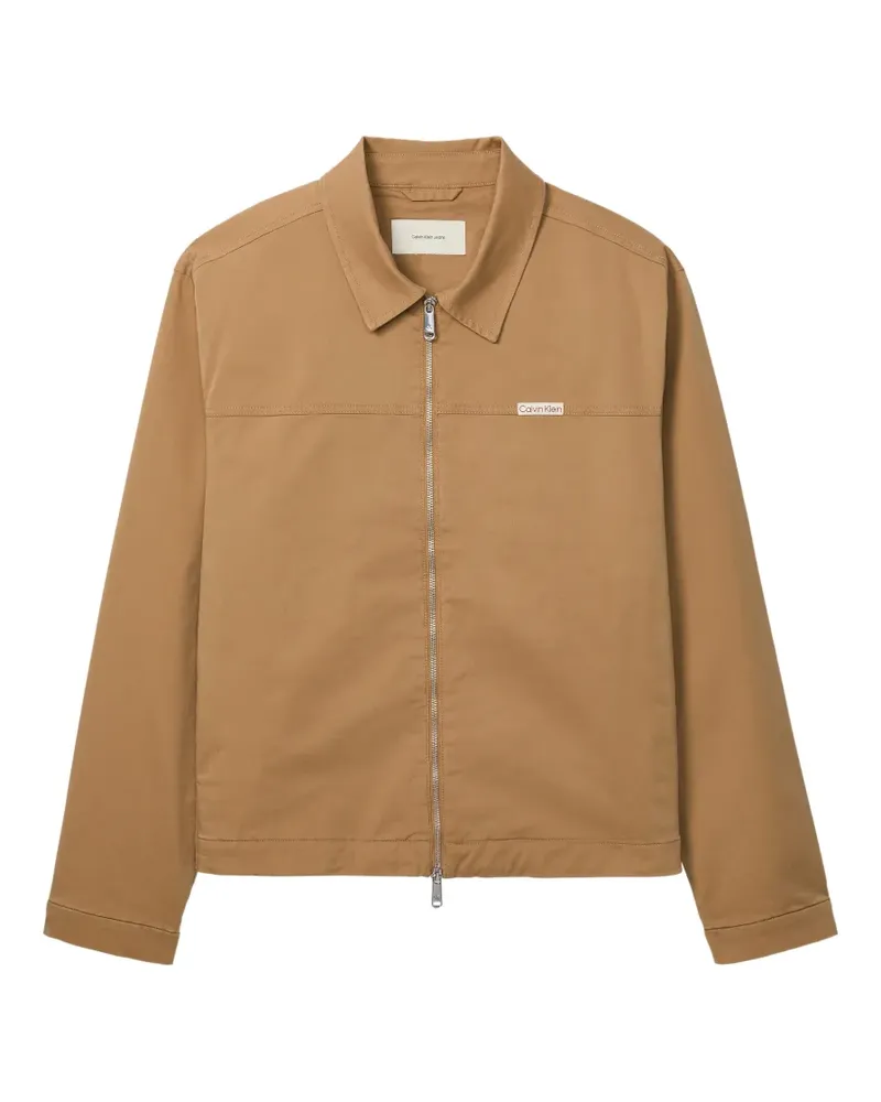 Calvin Klein logo-patch zip-up jacket - Nude Nude