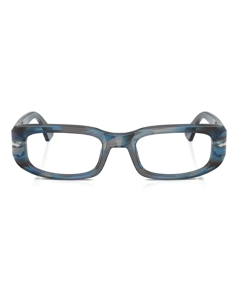 Persol Gestreifte Brille mit eckigem Gestell - Blau Blau