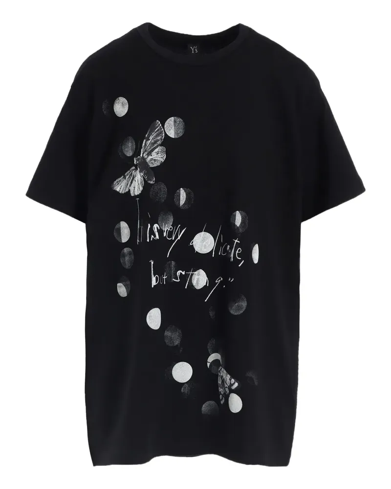 Yohji Yamamoto T-Shirt mit Schmetterling-Print - Schwarz Schwarz