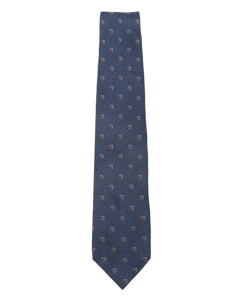 Corneliani Krawatte mit Quadratmuster - Blau Blau