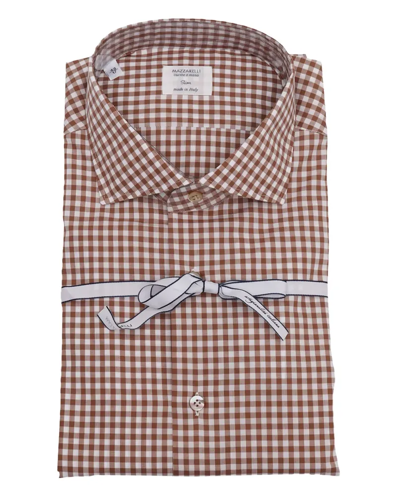 MAZZARELLI Hemd mit Vichy-Karo - Braun Braun