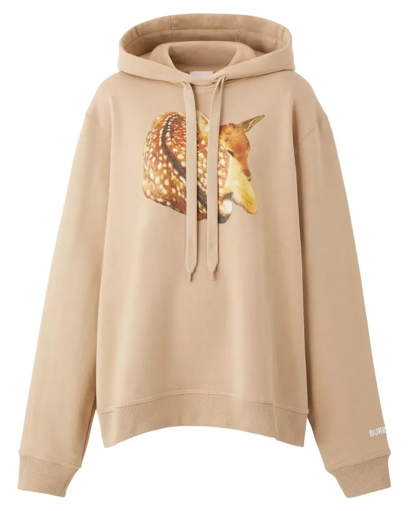 Burberry Poulter Deer Hoodie aus gebürsteter Baumwolle - Nude Nude