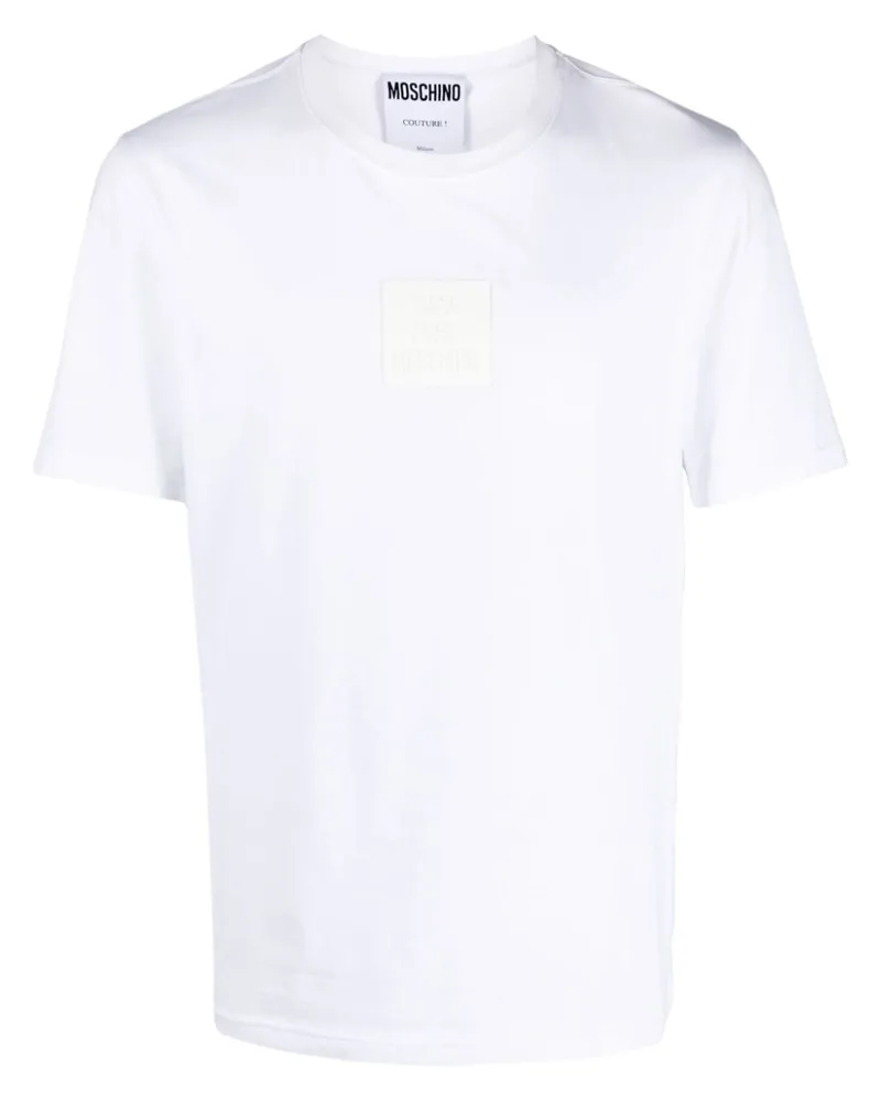 Moschino T-Shirt mit Logo-Patch - Weiß Weiß