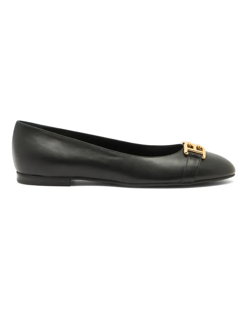Bally logo-plaque leather ballet flats - Schwarz Schwarz