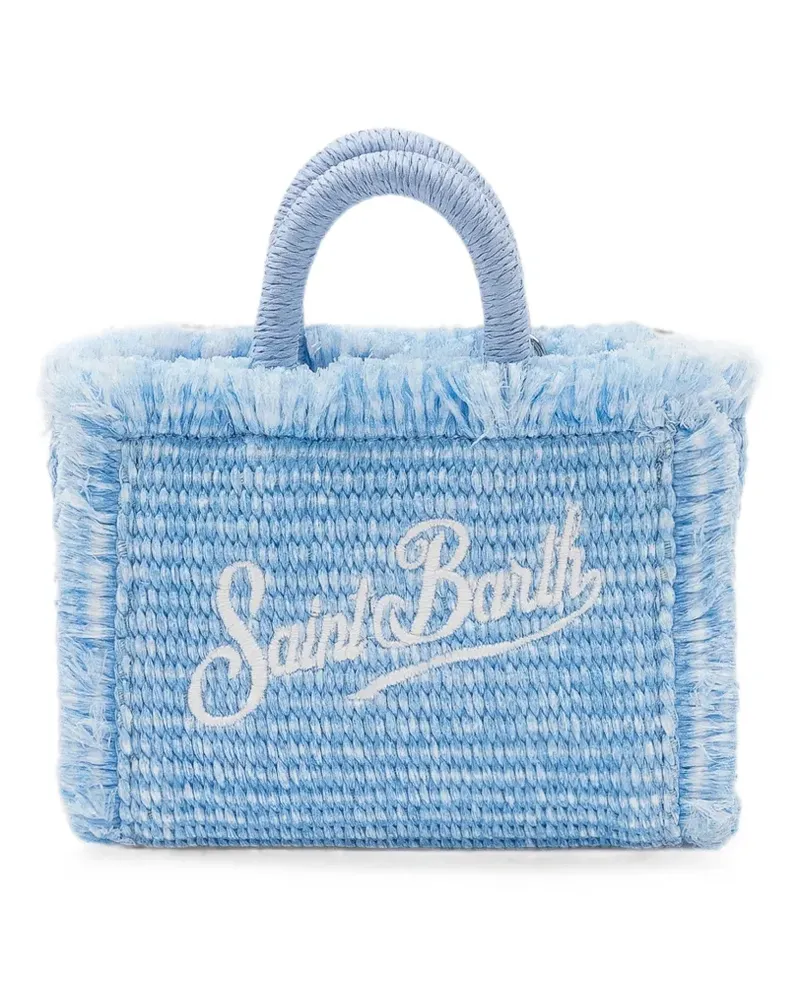 MC2 Saint Barth Micro Vanity Tote Bag mit Stroheffekt - Blau Blau