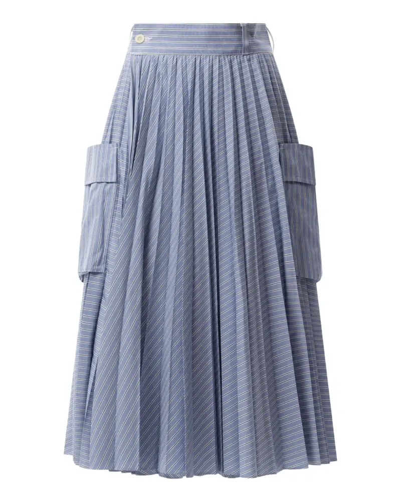 Sacai striped pleated skirt - Blau Blau