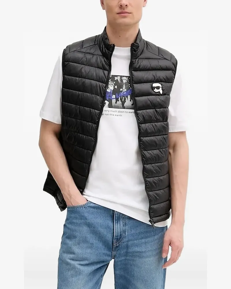 Karl Lagerfeld Gesteppte Weste mit Logo-Patch - Schwarz Schwarz