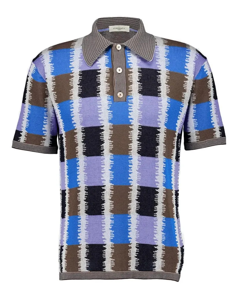 Piacenza Cashmere Geometrisch gemustertes Poloshirt - Blau Blau