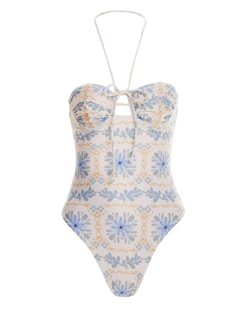 AGUA BENDITA Verstellbarer Badeanzug mit Blumen - Nude Nude