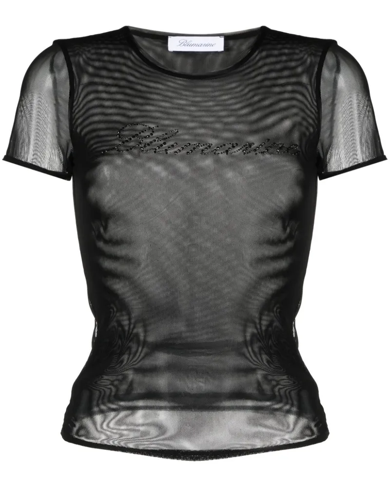 Blumarine T-Shirt mit Logo-Verzierung - Schwarz Schwarz