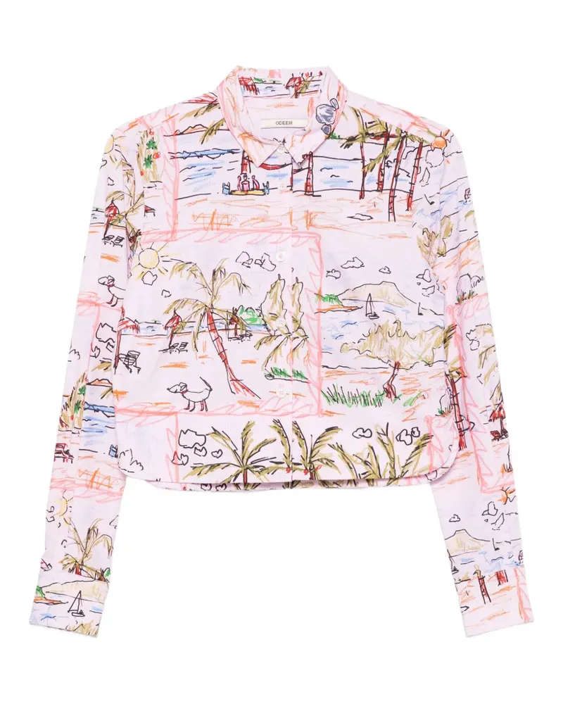 ODEEH Bluse mit grafischem Print - Rosa Rosa