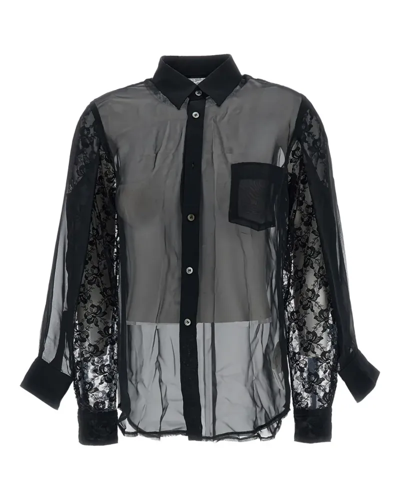 Comme des Garçons lace-panel sheer shirt - Schwarz Schwarz