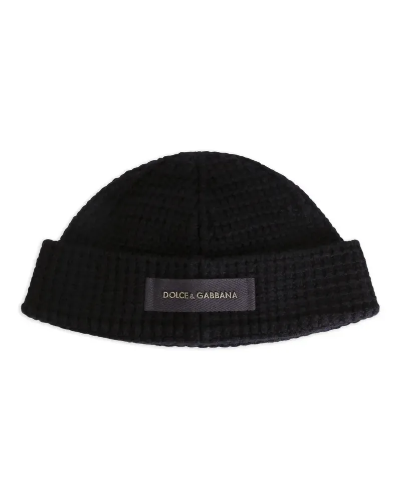 Dolce & Gabbana Beanie mit Logo-Patch - Blau Blau