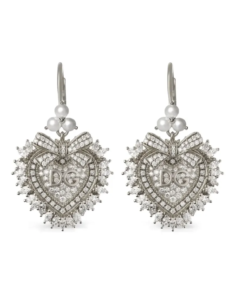 Dolce & Gabbana 18kt Devotion Weißgoldohrringe mit Diamant - Silber Silber