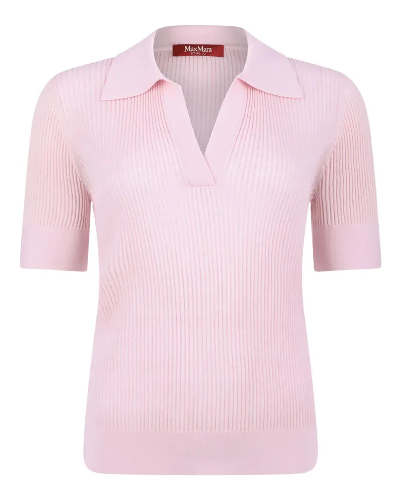 Max Mara Geripptes Oberteil mit V-Ausschnitt - Rosa Rosa