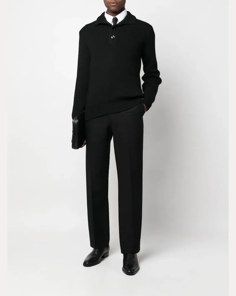 Tom Ford Gerippter Pullover mit Knöpfen - Schwarz Schwarz
