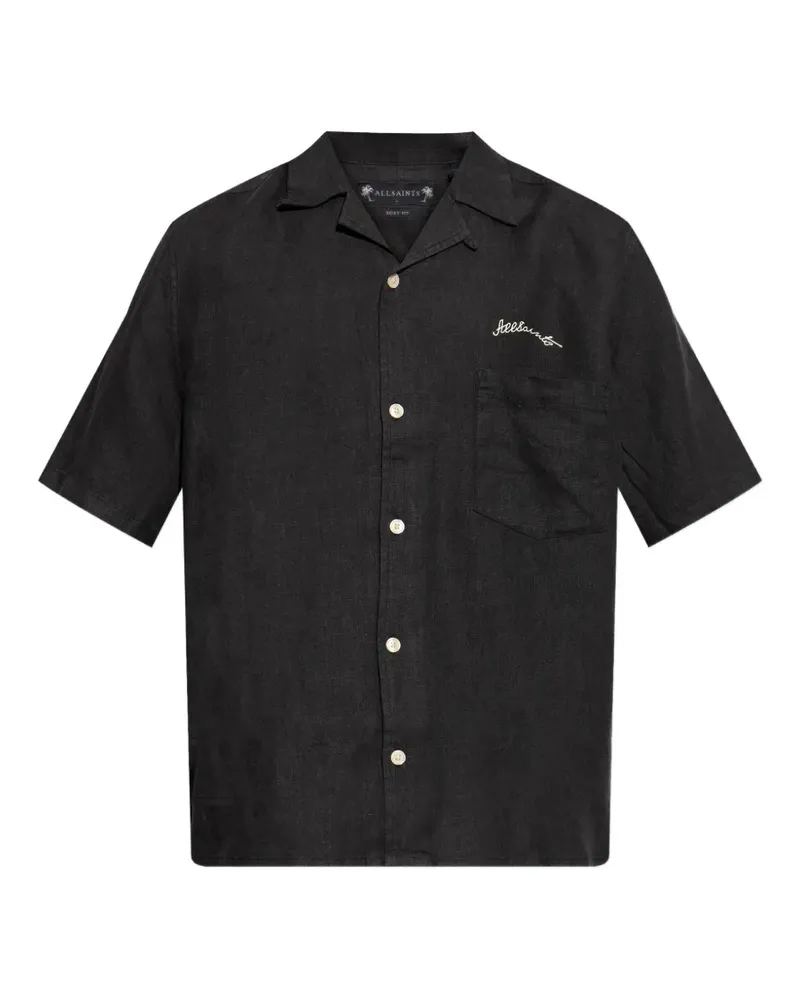 AllSaints Kurzärmeliges Wilder Hemd mit Logo-Stickerei - Schwarz Schwarz