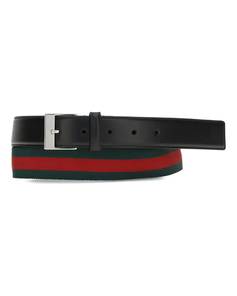 Gucci Web-stripe leather belt - Schwarz Schwarz