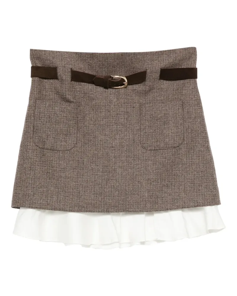 Sandro Karierter Minirock im Layering-Look - Braun Braun