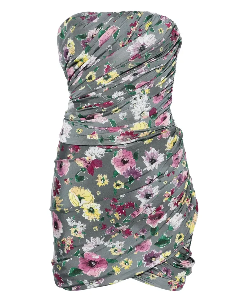 ATTICO Minikleid mit Blumen-Print - Grau Grau