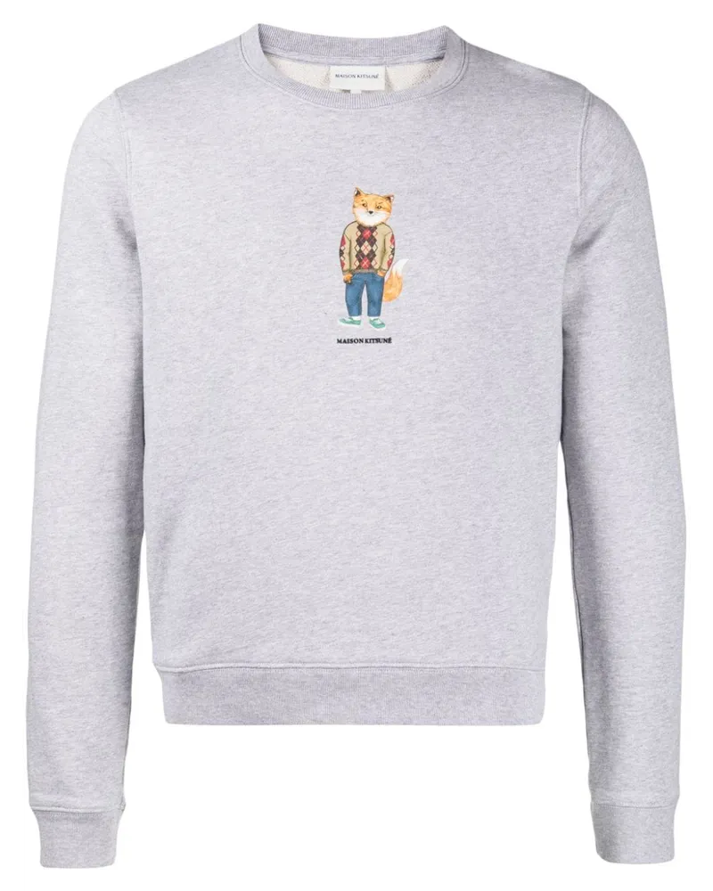 Kitsuné Sweatshirt mit Fuchs-Print Grau