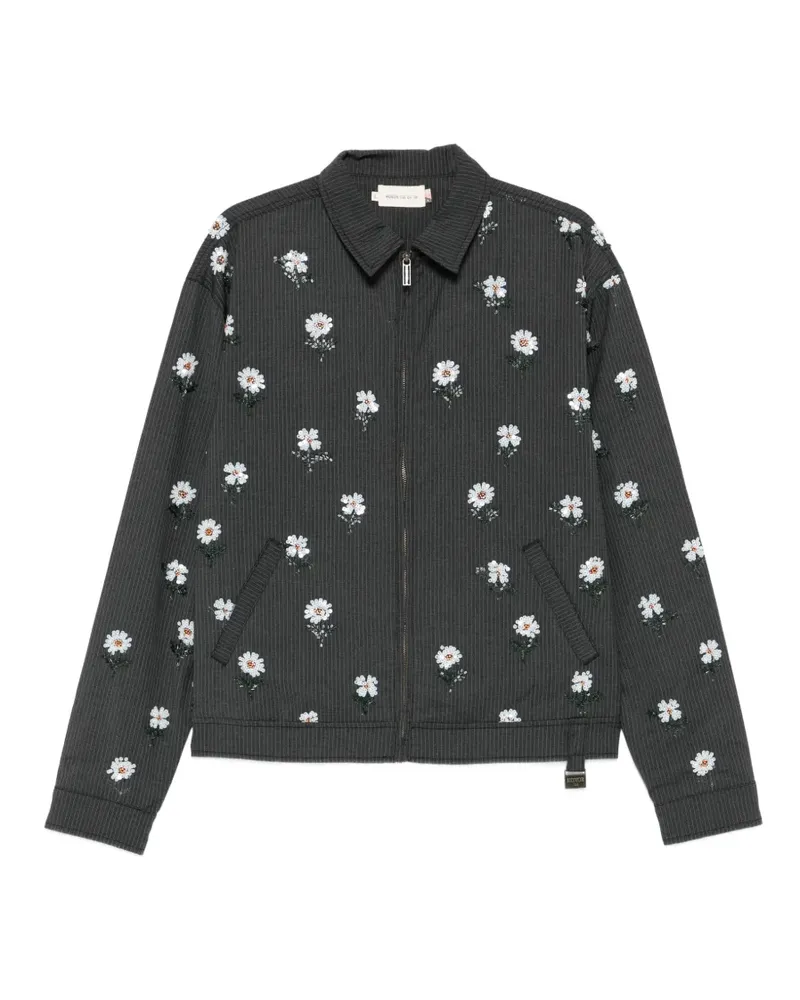Honor The Gift floral-embroidered pinstripe overshirt - Grau Grau