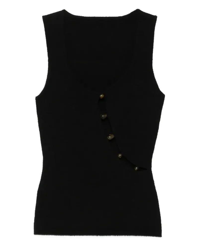 SIR Perlenverziertes Tanktop mit Cut-Out - Schwarz Schwarz