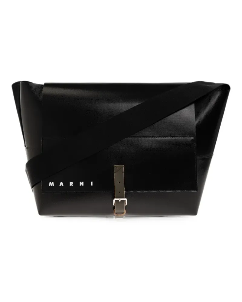 Marni logo-print buckle-fastening messenger bag - Schwarz Schwarz