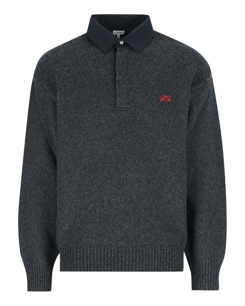 Loewe Polo Pullover aus Wolle - Grau Grau