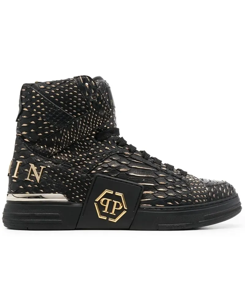 Philipp Plein High-Top-Sneakers mit Schlangen-Effekt - Schwarz Schwarz