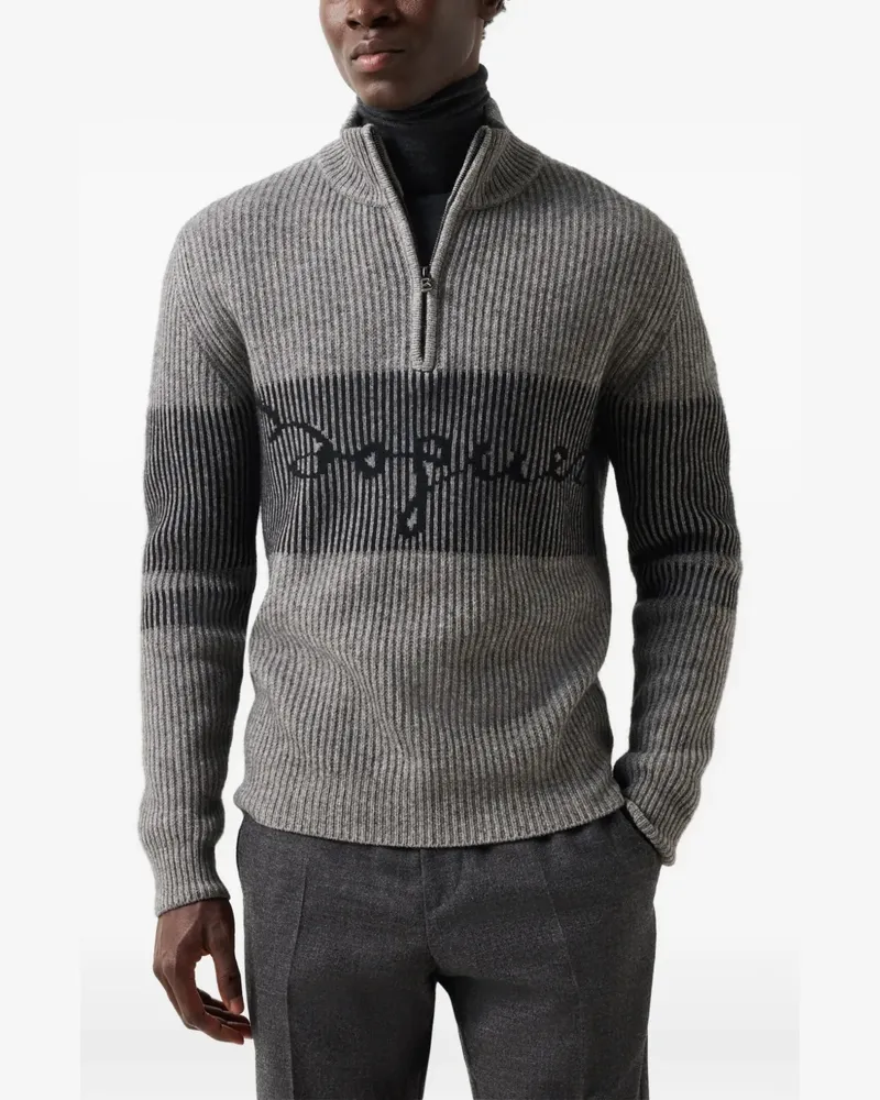 Bogner Gerippter Yak Troyer Loris Pullover mit Logo-Jacquard - Grau Grau