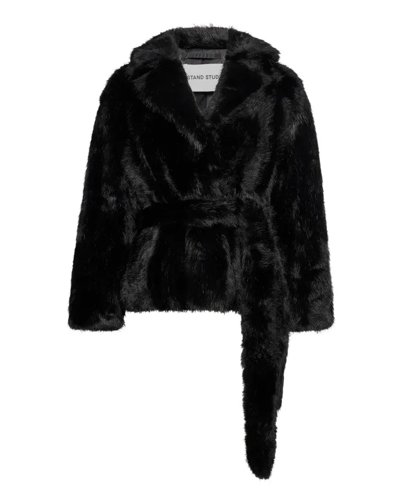 STAND Silena belted faux-fur jacket - Schwarz Schwarz