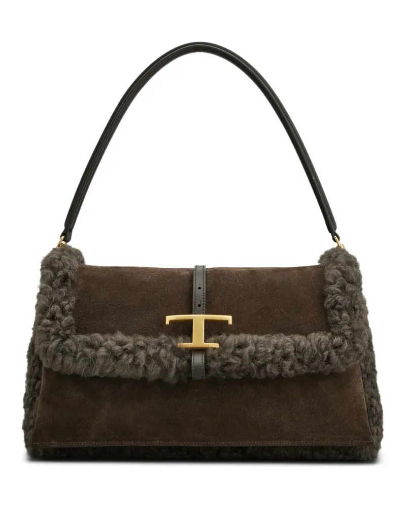 TOD'S Schultertasche mit Shearling-Besatz - Braun Braun