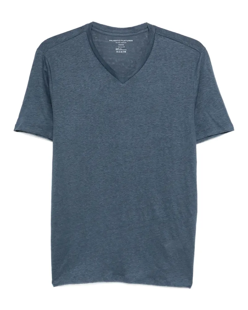 Majestic V-neck short-sleeve T-shirt - Blau Blau