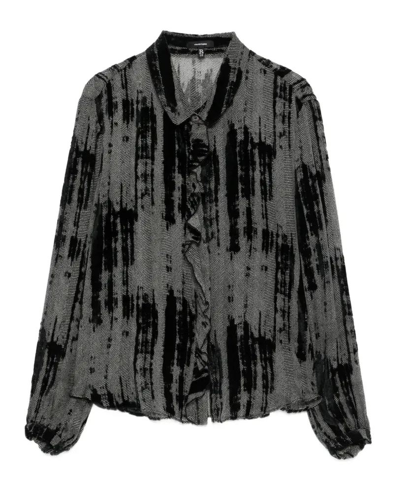 R13 Hemd mit Rüschen - Schwarz Schwarz