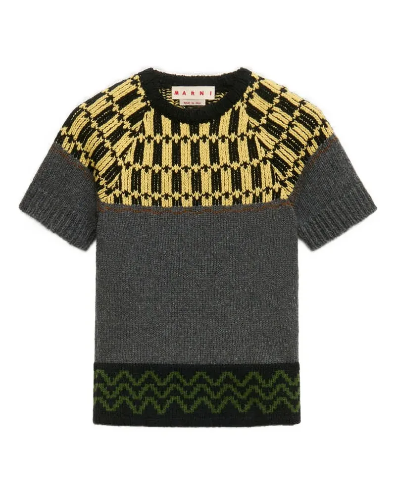 Marni Kurzärmeliger Intarsien-Pullover - Grau Grau