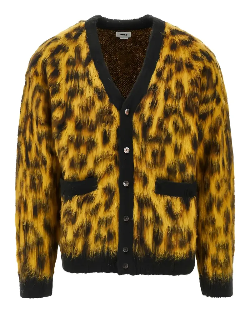 Obey Patron leopard-pattern cardigan - Braun Braun