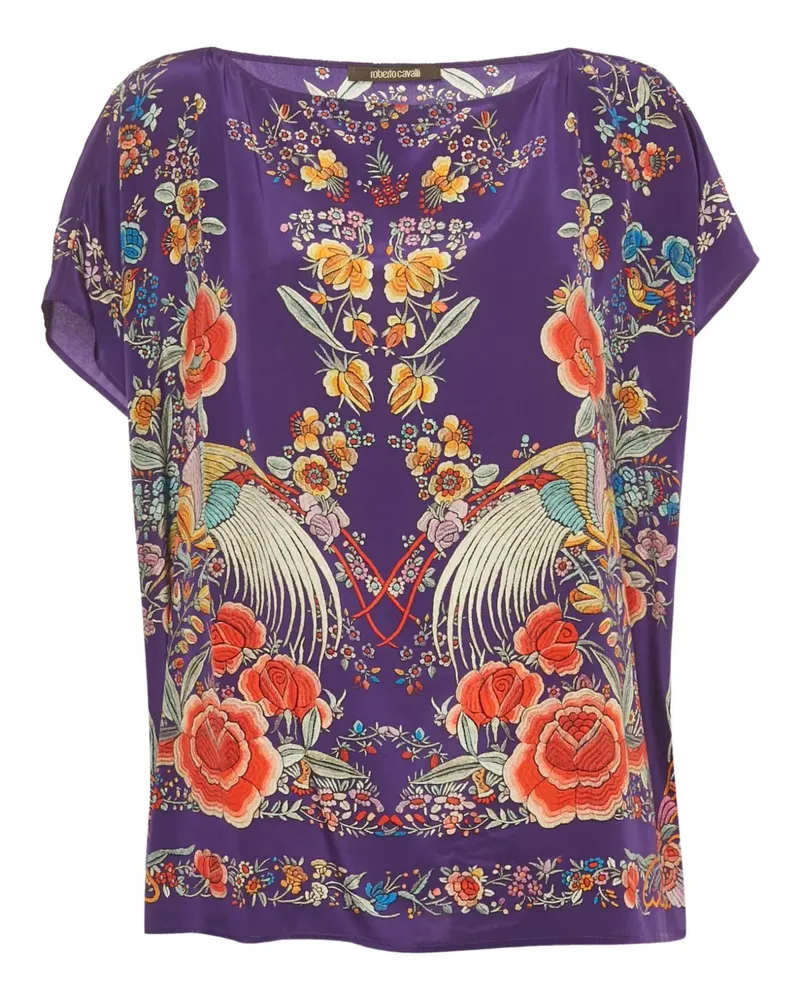 Roberto Cavalli floral-print silk top - Violett Violett