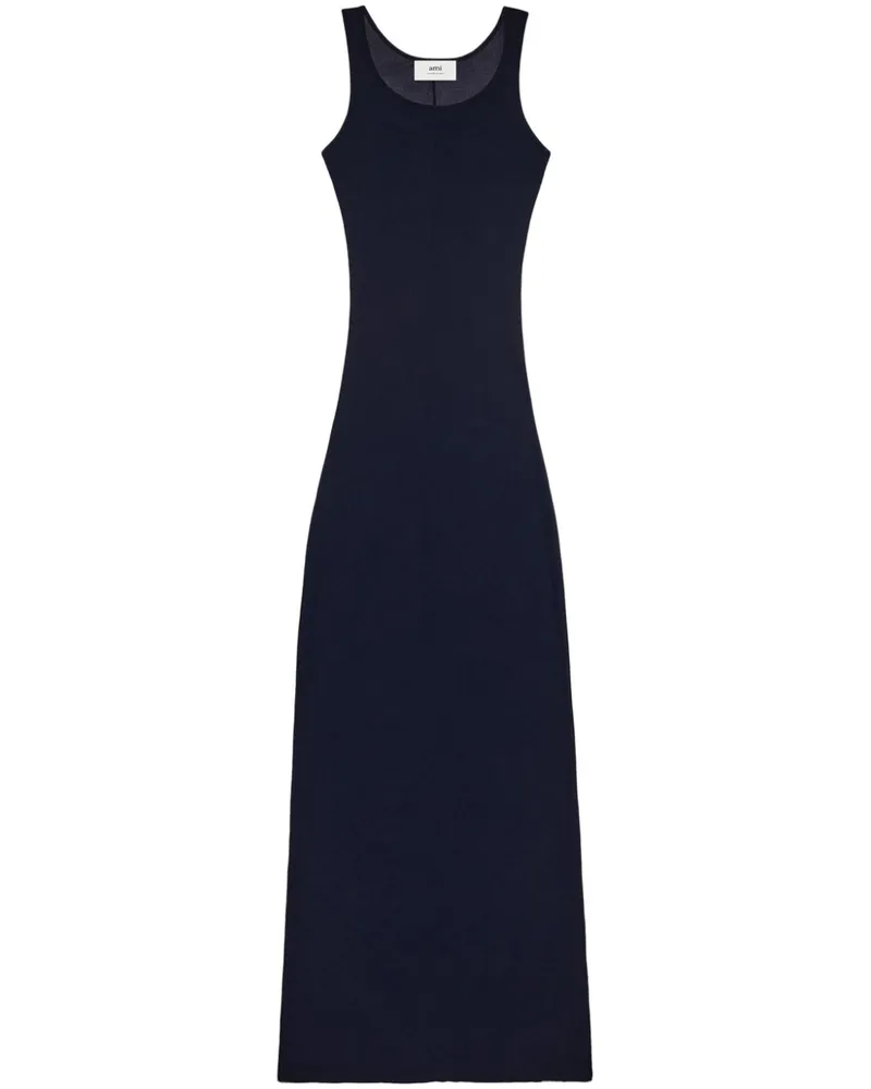 AMI Paris Geripptes Maxikleid - Schwarz Schwarz