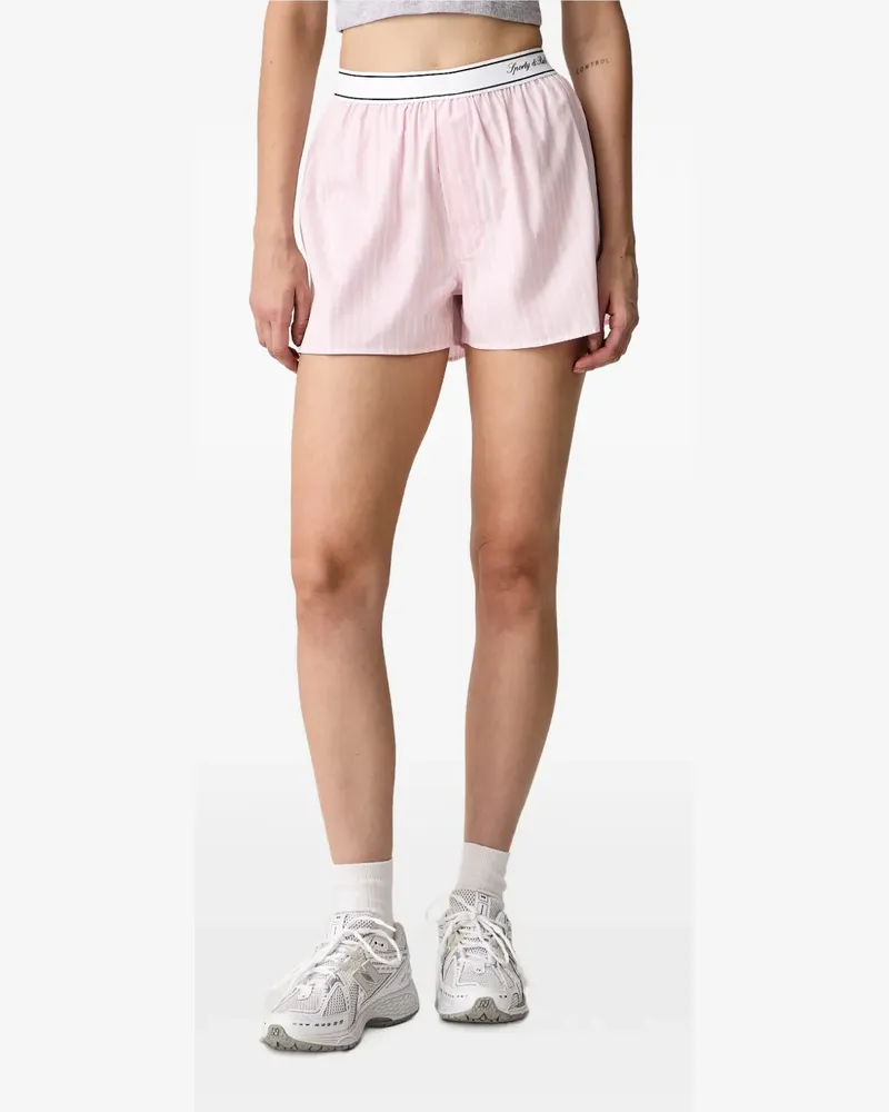 SPORTY & RICH Shorts mit gestreiftem Logo-Bund - Rosa Rosa