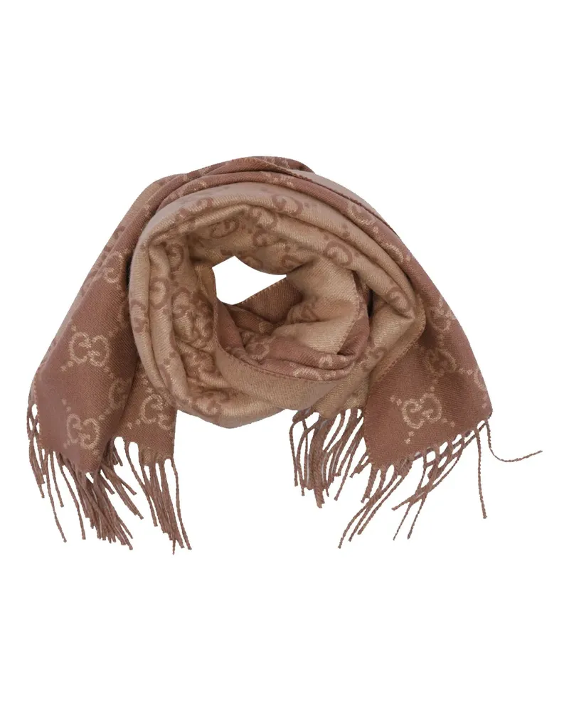 Gucci GG Schal mit Fransensaum - Nude Nude