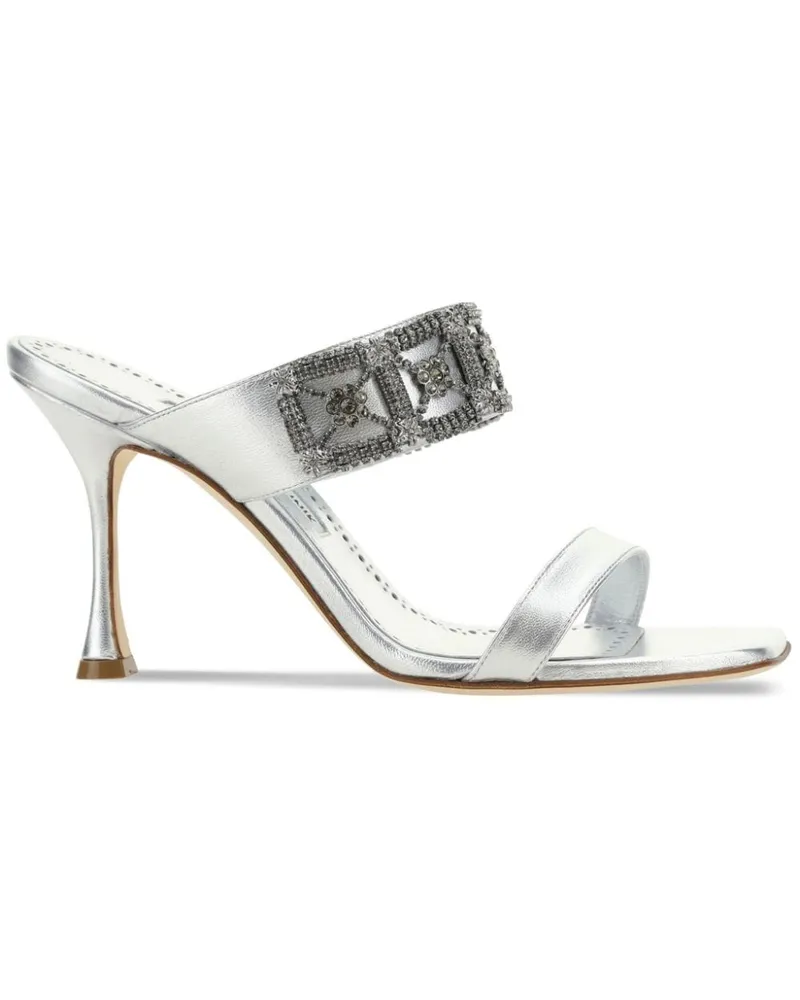Manolo Blahnik Larapa Mules 90mm - Silber Silber